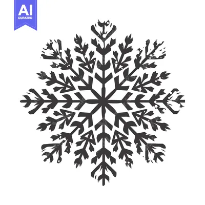 Aset premium populer: A Stylized Black and White Snowflake Illustration