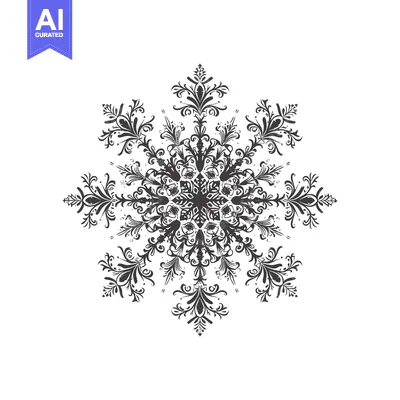 Aset premium populer: Intricate Black and White Floral Snowflake Design