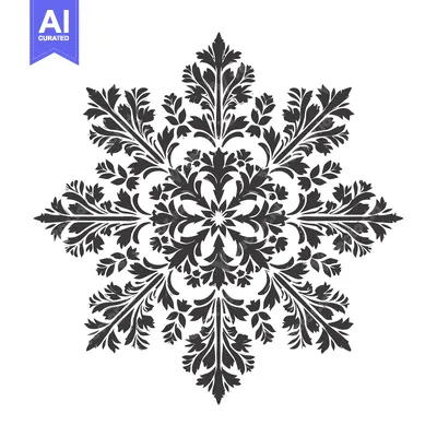 Aset desain premium: Ornate Floral Design with Six-Point Symmetry