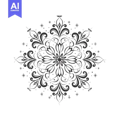 Aset premium populer: Ornamental Snowflake with Swirls and Dots