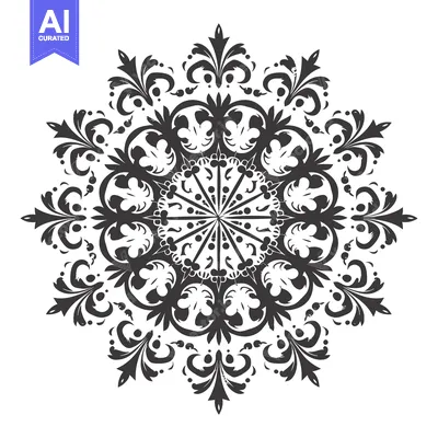 Aset premium populer: Black and White Floral Mandala Design