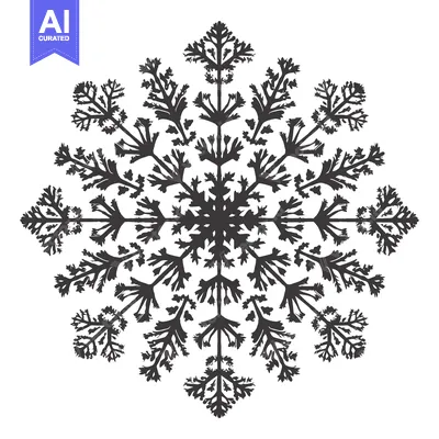 A Black and White Stylized Snowflake Illustration