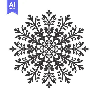 Aset premium populer: Intricate Black and White Floral Snowflake Design