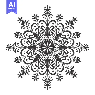 Aset premium populer: Intricate Black and White Floral Mandala Design
