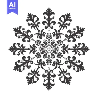 Aset premium populer: Ornate Black and White Floral Design with Symmetrical Pattern