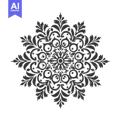 Aset premium populer: Black and White Intricate Floral Mandala Design