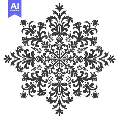 Black and White Floral Design with Six Points