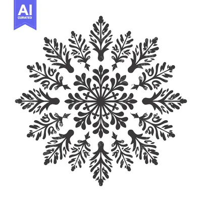 Aset premium populer: Black and white floral design with intricate, stylized leaves