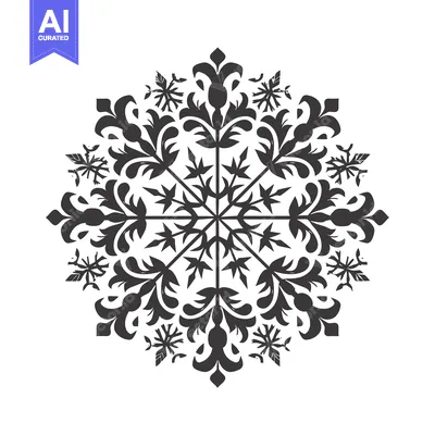 Popular premium asset: Intricate Black and White Snowflake Design with Floral Elements