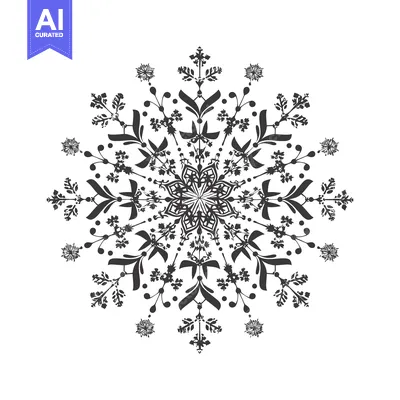 Aset premium populer: Ornamental Black and White Snowflake Design