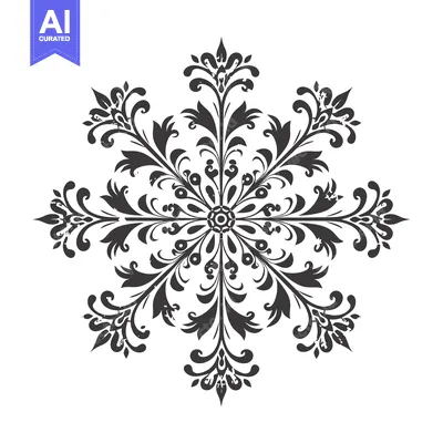 Black and White Floral Mandala Design with Distressed Texture