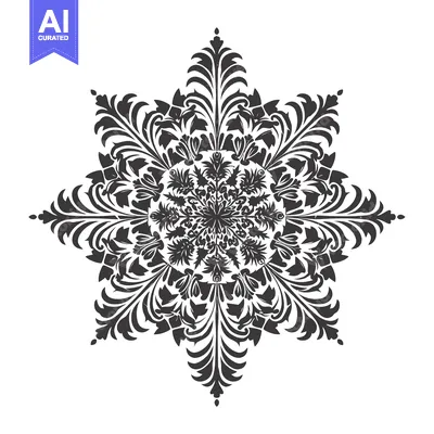 Aset premium populer: Intricate Black and White Floral Mandala Design