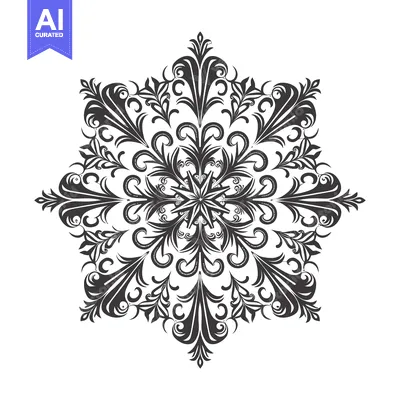 Aset premium populer: Intricate Black and White Floral Mandala Design