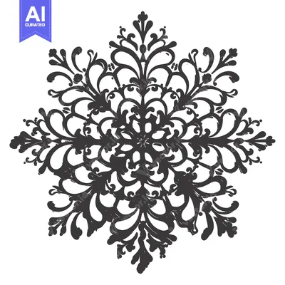 Premium design asset: Intricate Black and White Floral Design with Swirling Patterns