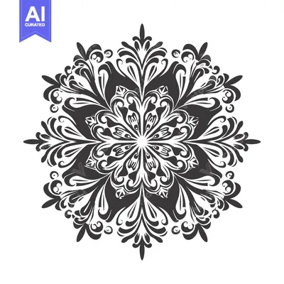 Premium design asset: Intricate Black and White Floral Mandala Design