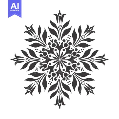 Premium design asset: Symmetrical Floral Design with Circular Center and Leaf-like Shapes