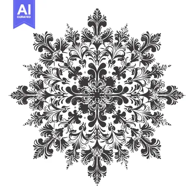 Premium design asset: Intricate Black and White Floral Pattern
