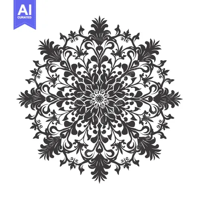 Aset desain premium: Black and White Circular Floral Design
