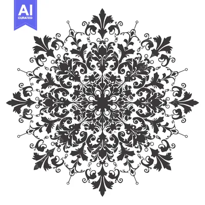 Aset premium populer: Intricate Black and White Floral Mandala Design