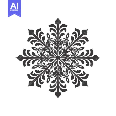 Aset premium populer: A Stylized Black and White Snowflake Design