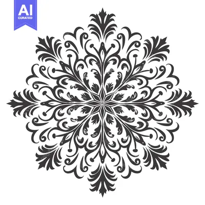 Popular premium asset: Black and White Intricate Floral Design with Six Points