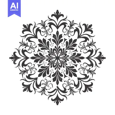 Aset premium populer: Black and White Ornate Floral Mandala Design