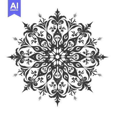 Aset desain premium: Intricate Black and White Floral Mandala Design