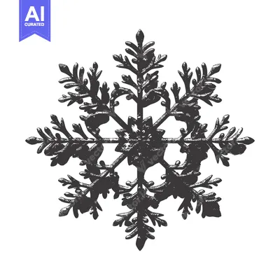 Popular premium asset: Black and White Illustration of a Snowflake with a Grunge Texture