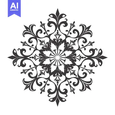 Premium design asset: Intricate Black and White Floral Design with a Central Flower