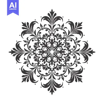 Aset desain premium: Intricate Black and White Floral Mandala Design