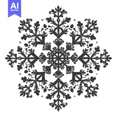 Popular premium asset: Black and White Stylized Floral Design in a Snowflake Pattern