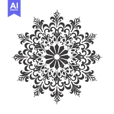 Aset premium populer: Black and white ornate floral design with intricate details
