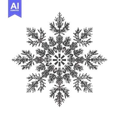 Premium design asset: A Black and White Illustration of a Detailed Snowflake