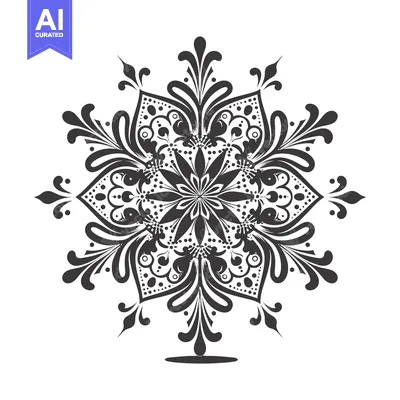 Aset premium populer: Intricate Black and White Floral Mandala Design