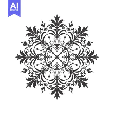 Aset desain premium: A black and white intricate floral mandala design