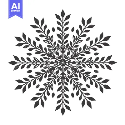 Premium design asset: Black and White Floral Mandala with Intricate Leaf Pattern