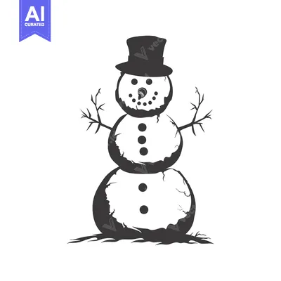 Aset premium populer: A Melted Snowman With a Top Hat and Stick Arms