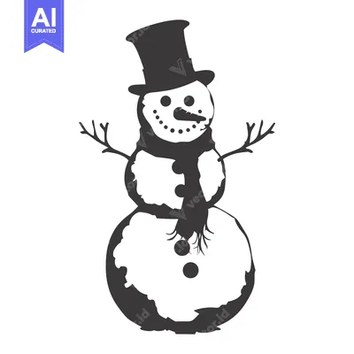 Aset premium populer: A Snowman with a Top Hat and Scarf in a Silhouette