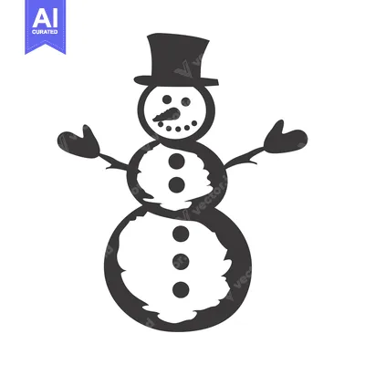 Aset premium populer: A Simple Black and White Illustration of a Snowman