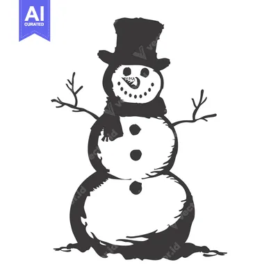 Popular premium asset: A Hand-Drawn Sketch of a Snowman with a Top Hat and Scarf