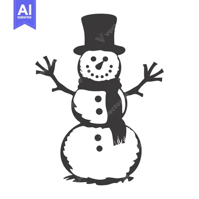 Aset premium populer: A Simple Black and White Illustration of a Snowman
