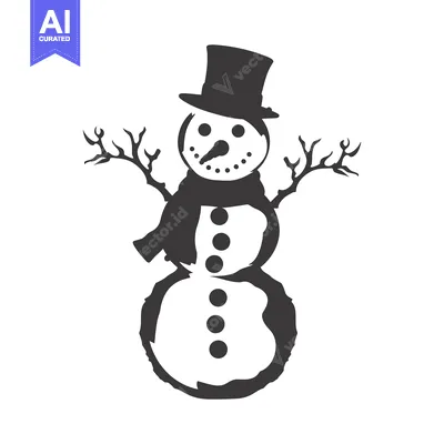 Popular premium asset: Simple Black and White Silhouette of a Snowman with a Top Hat