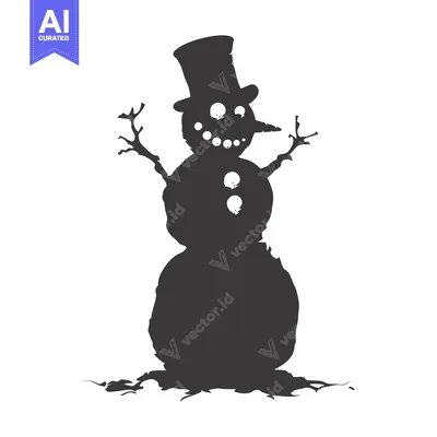 Premium design asset: Silhouette of a Snowman with a Top Hat and a Smile