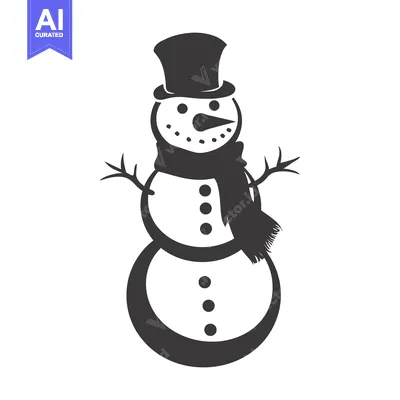 A Simple Black and White Illustration of a Snowman