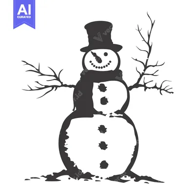 A cheerful snowman with a top hat and a scarf, standing in the snow