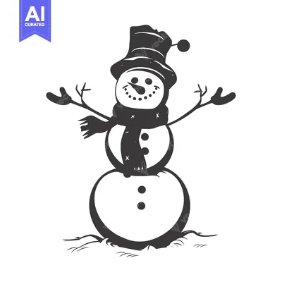 Aset premium populer: A Cheerful Snowman with a Top Hat and Scarf Standing in Snow