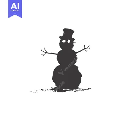 Aset premium populer: Black and White Silhouette of a Snowman with a Top Hat