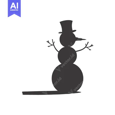 A Snowman Silhouette with a Top Hat and Stick Arms