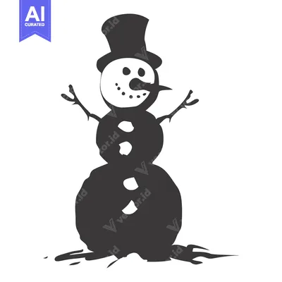 Aset premium populer: A Simple Black and White Silhouette of a Snowman