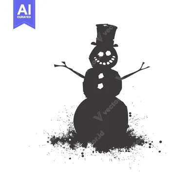 Aset premium populer: Silhouette of a Snowman with a Top Hat and Splashes of Ink